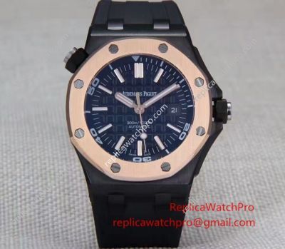 Knockoff Audemars Piguet Price Royal Oak Watch - Black Case Rose Gold Bezel